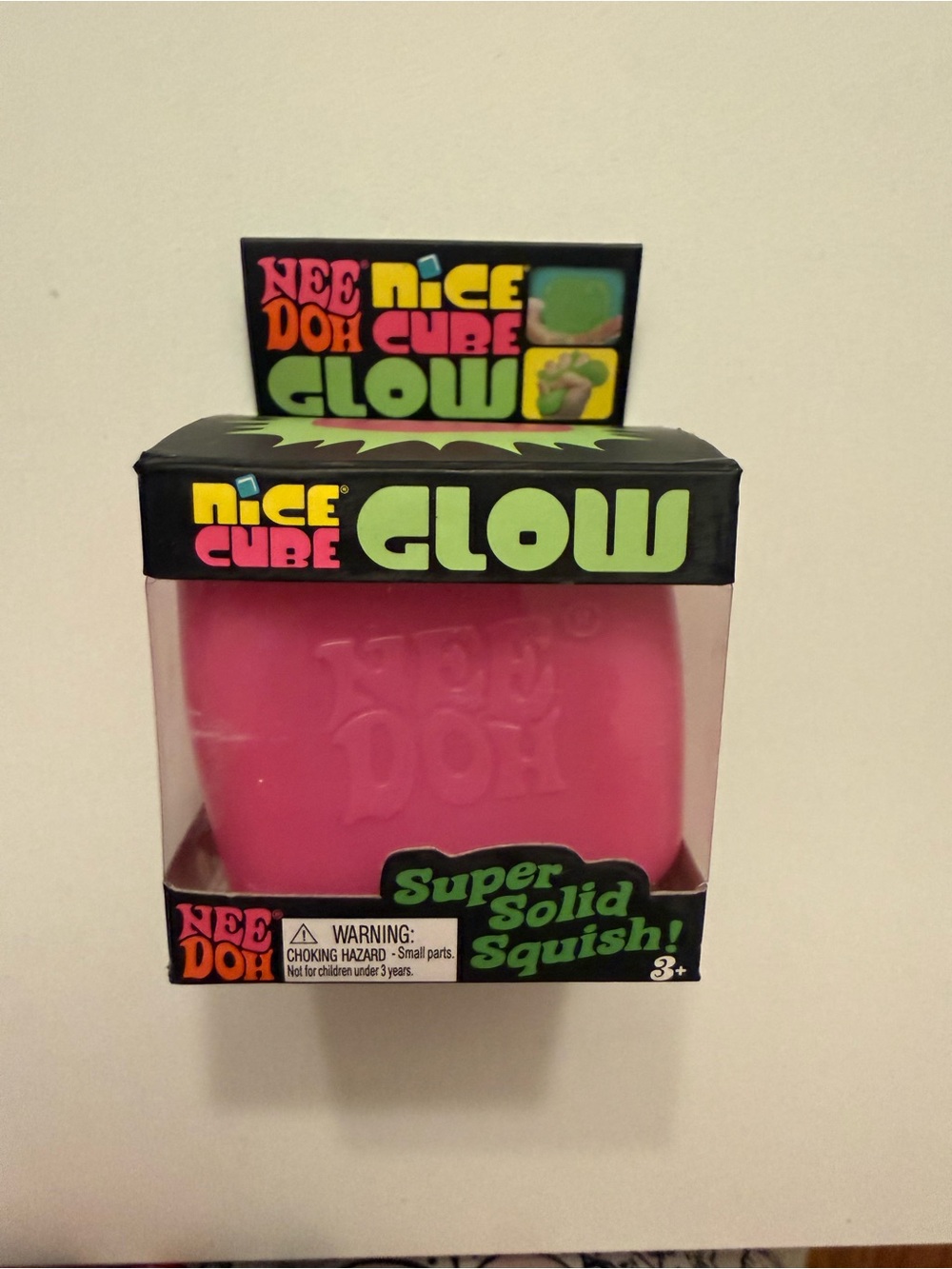 Nee Doh Nice Cube Glow Super Solid Squish - Pink